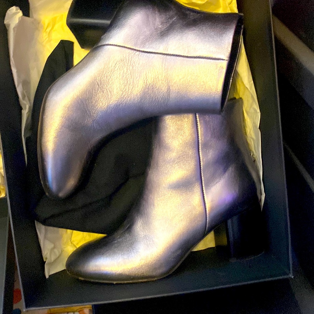 RAG&BONE Boots, Gunmetal Metallic silver,zip ,block heels Wore 1x